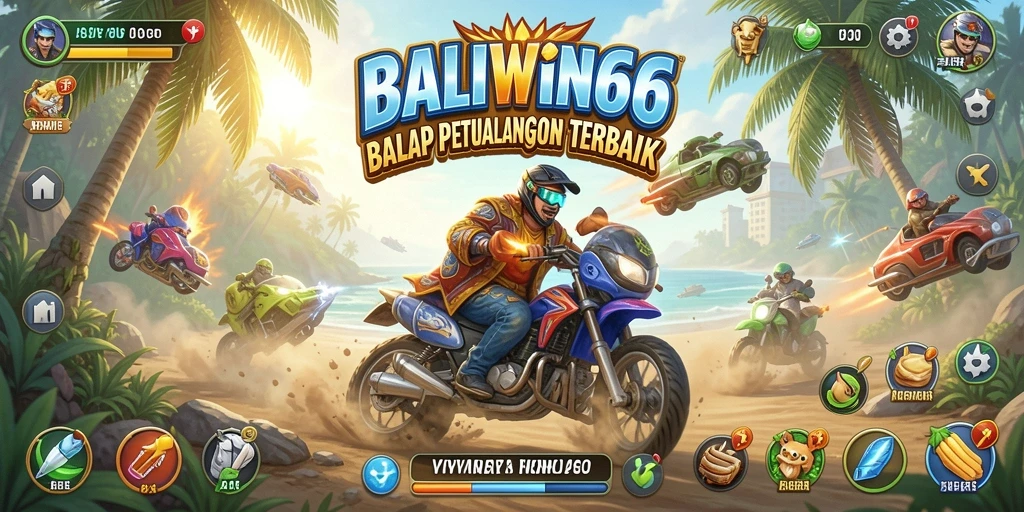 Tangkapan layar yang menunjukkan aksi balapan mendebarkan di BALIWIN66.
