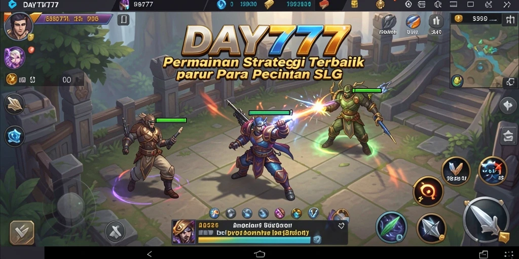 Tangkapan layar dari gameplay DAY777 yang menampilkan pertempuran strategis.