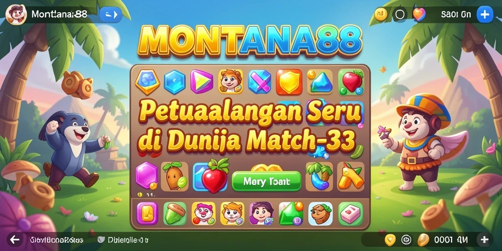 Screenshot utama <strong>MONTANA88</strong> menunjukkan gameplay Match-3 yang seru.