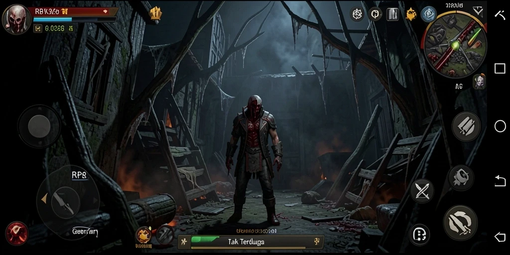 Screenshot utama RP8 menampilkan suasana gameplay horor yang mencekam.