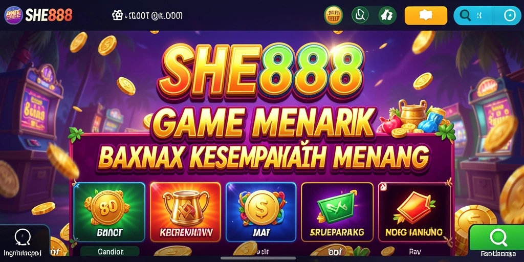 Tampilan gameplay slot SHE888 yang penuh warna dan menarik.